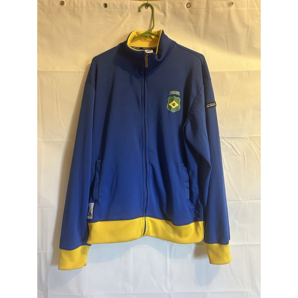 Brazil Jacket Mens Large Blue Yellow 2010 FIFA World Cup South Afrika